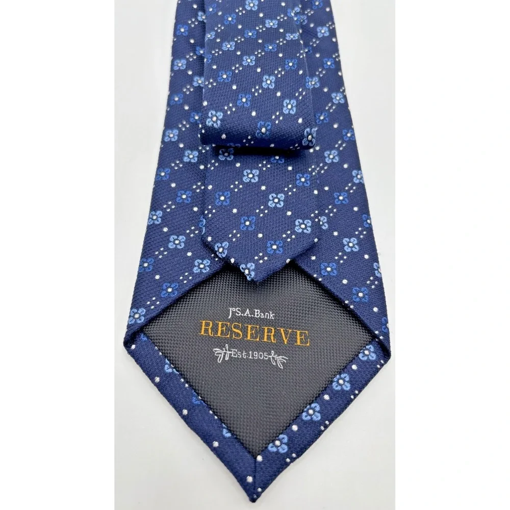 Jos. A. Bank Men's 100% Silk Neck Tie, Made In Italy, Blue Geometric Pattern